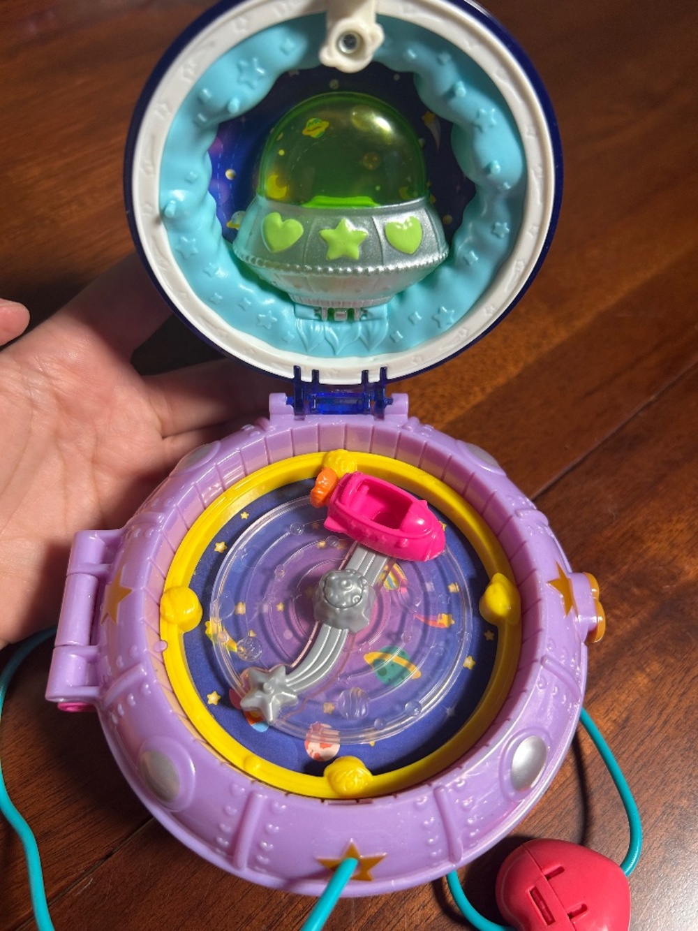 Polly Pocket Double Play Space Compact UFO Spaceship Purse Playset with 2 Dolls